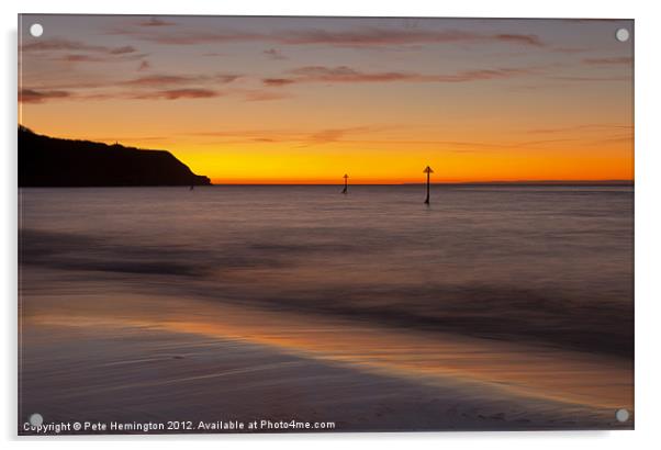 Sunrise Towards Orcombe Point - Exmouth Acrylic by Pete Hemington
