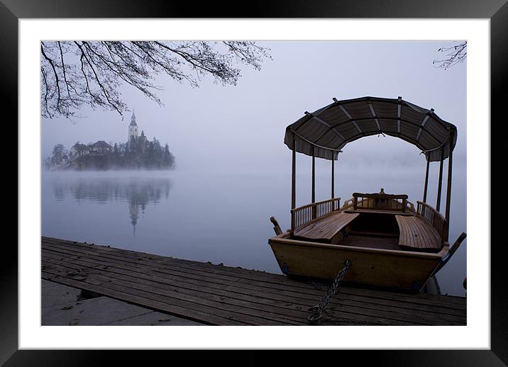 Misty Lake Bled Framed Mounted Print by Ian Middleton