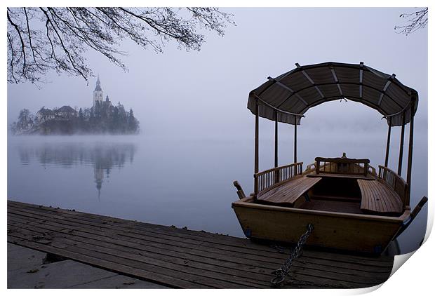 Misty Lake Bled Print by Ian Middleton