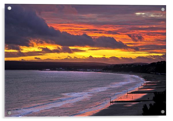 Bournemouth to Sandbanks Sunset Acrylic by Jennie Franklin