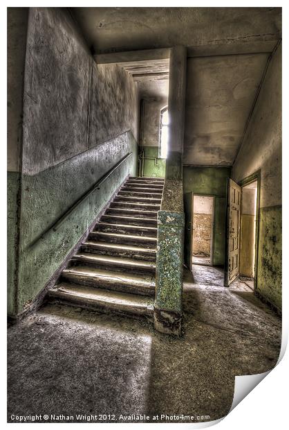 Lunatic doors and stairs Print by Nathan Wright
