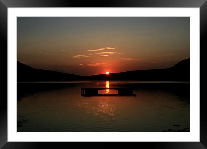 Sunset over Glossop Reservoir Framed Mounted Print by Jack Jacovou Travellingjour