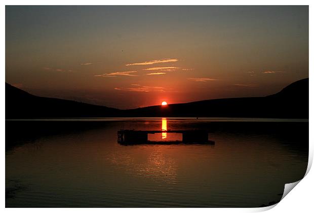 Sunset over Glossop Reservoir Print by Jack Jacovou Travellingjour