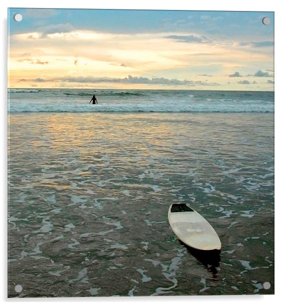 Playa Tamarindo, Costa Rica,  Surf and Sunset Acrylic by Eyal Nahmias