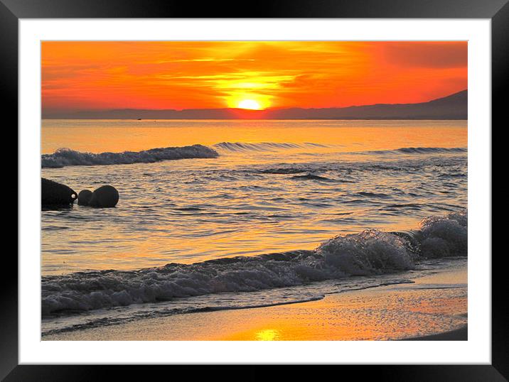 Sunset Marbella Framed Mounted Print by barbara walsh