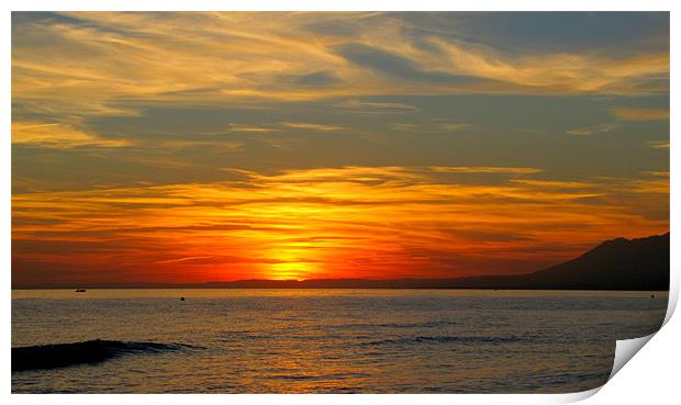 Sunset in spain Print by barbara walsh