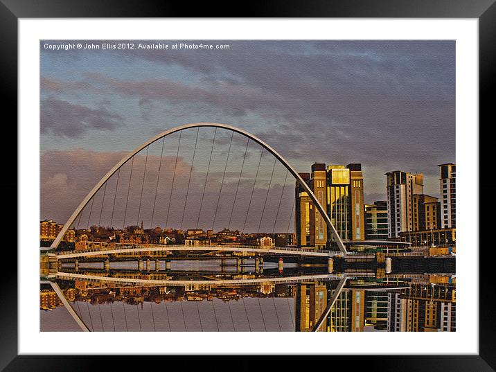 Millenium Bridge & The Baltic Framed Mounted Print by John Ellis