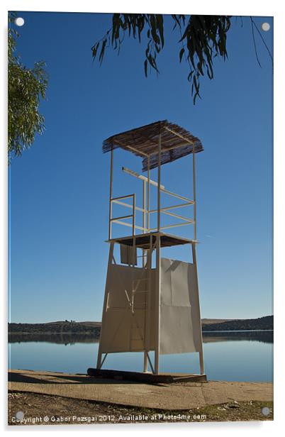 Lifeguard tower on beach Acrylic by Gabor Pozsgai