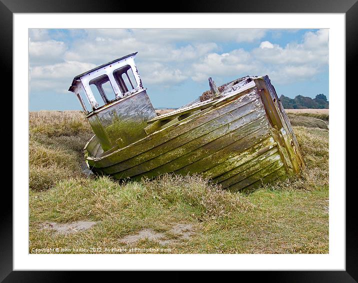  Old Derelict Abandoned Wooden Fishing Boat Thornh Framed Mounted Print by john hartley