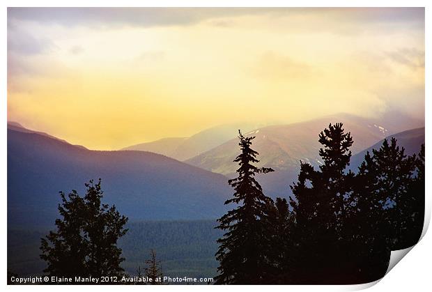 Late Afternoon in the Rocky Mountains Print by Elaine Manley