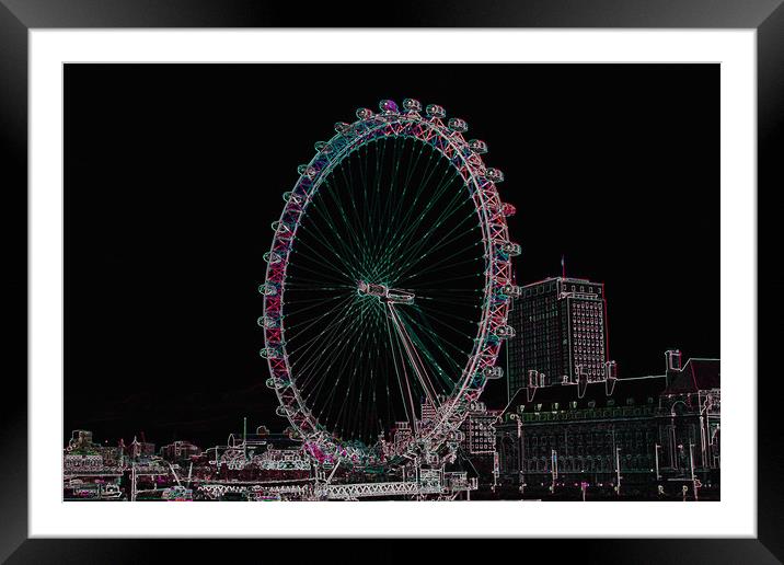 London Eye Digital Art Framed Mounted Print by David Pyatt
