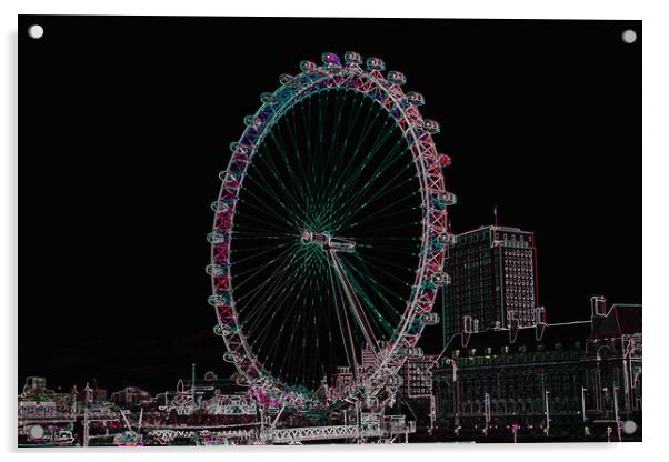 London Eye Digital Art Acrylic by David Pyatt