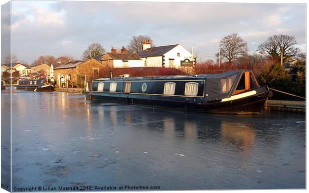 Frozen Lancaster Canal Canvas Print by Lilian Marshall