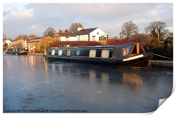 Frozen Lancaster Canal Print by Lilian Marshall