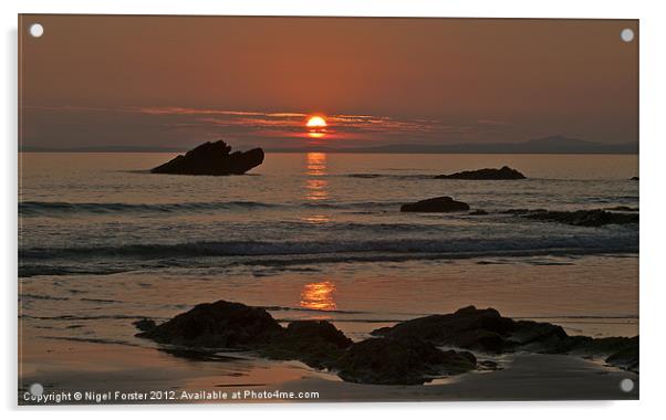 Sunset at Broadhaven Acrylic by Creative Photography Wales
