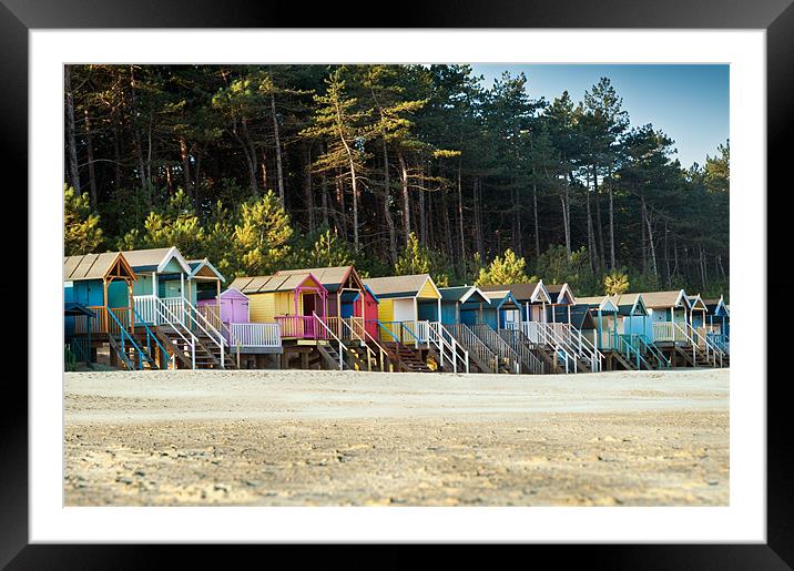 A row of Wells Beach Huts Framed Mounted Print by Stephen Mole