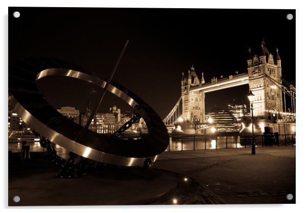 Sundial and Tower Bridge Acrylic by David Pyatt