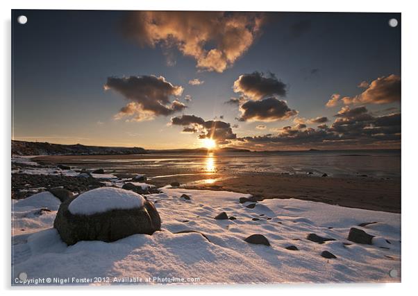 Whitesands Winter Sunset Acrylic by Creative Photography Wales