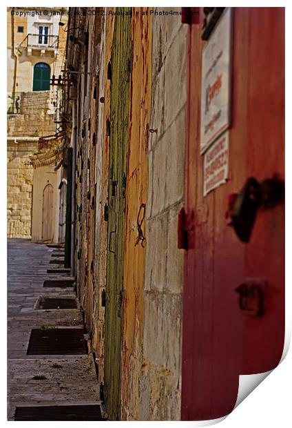 doors Malta Print by jane dickie