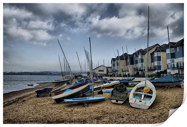 Boats on the beach Print by Andy dean