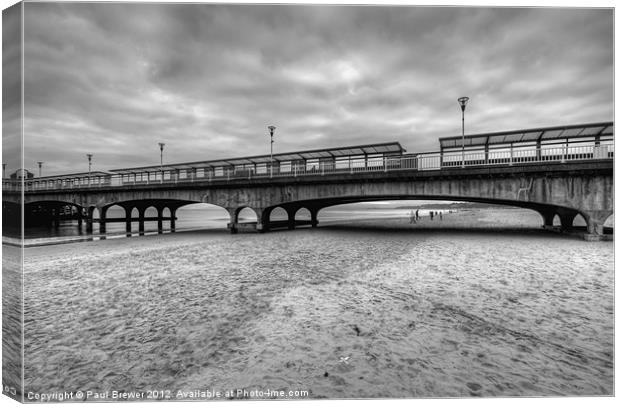 Bournemouth Pier in black and white Canvas Print by Paul Brewer