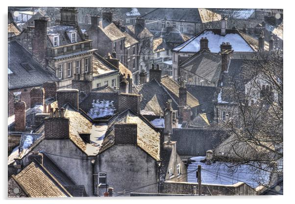 Wirksworth Rooftops Acrylic by Libby Hall