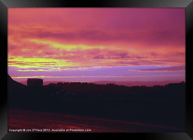 GARRABOST SCORCHING SUNSET 2 Framed Print by Jon O'Hara