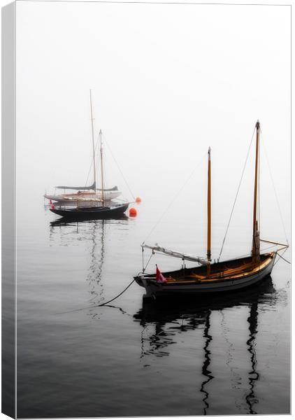 Foggy Boats Canvas Print by Mary Lane