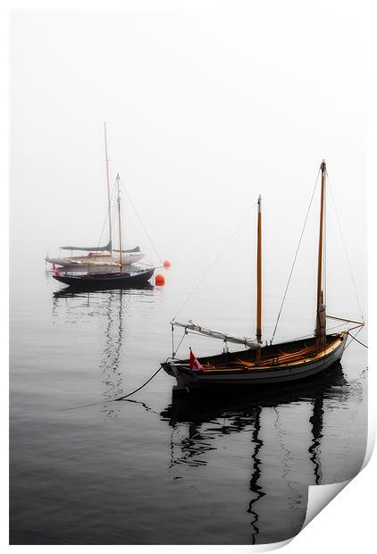 Foggy Boats Print by Mary Lane