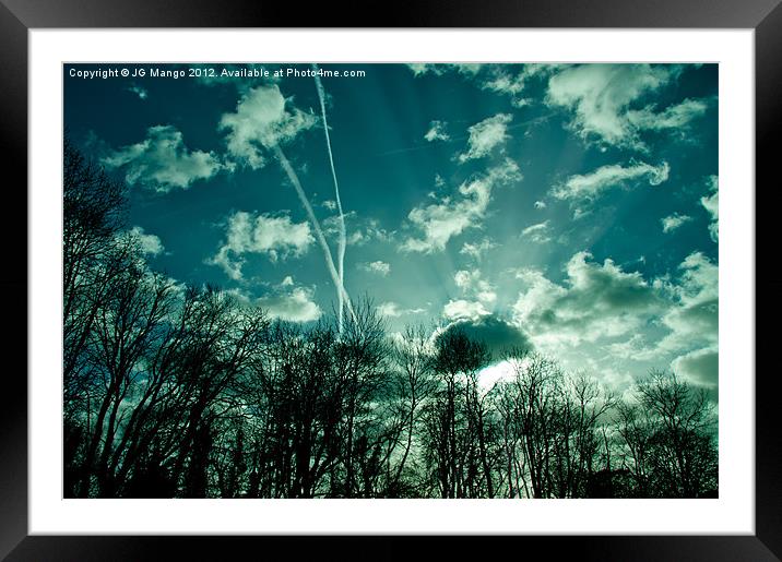 Vapour Trails & Sun Rays Framed Mounted Print by JG Mango