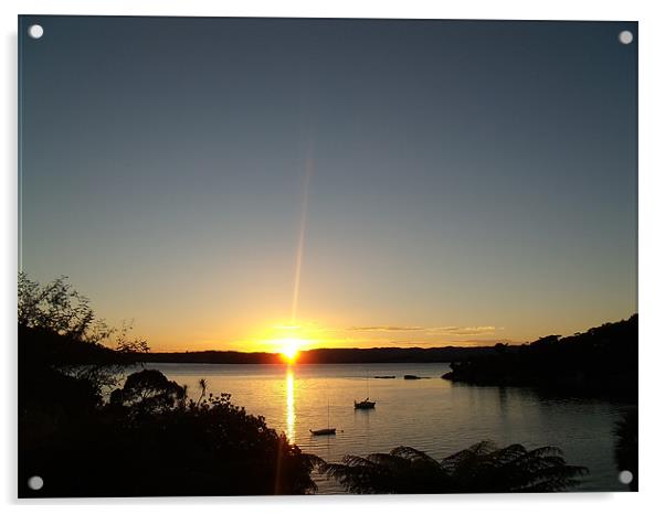 Raglan Bay sunset, New Zealand Acrylic by Matthew Williams