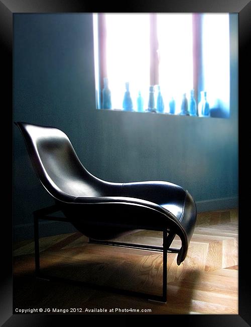 Seville Chair with Bottles Framed Print by JG Mango
