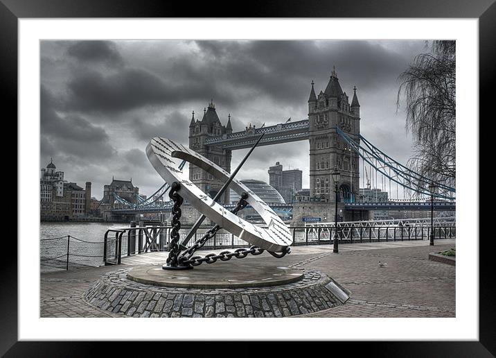 Tower Bridge & Sundial Framed Mounted Print by Sara Messenger