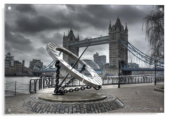 Tower Bridge & Sundial Acrylic by Sara Messenger