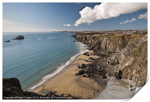 Ogof y Cae coastline Print by Creative Photography Wales