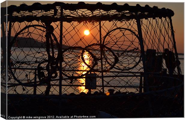 lobster pot sunset Canvas Print by mike wingrove