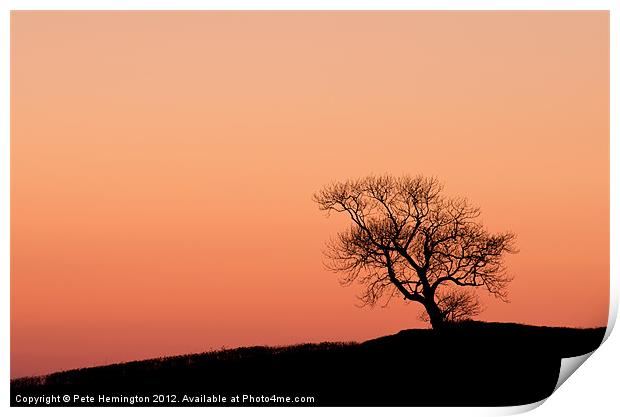Lone tree on a hill top Print by Pete Hemington