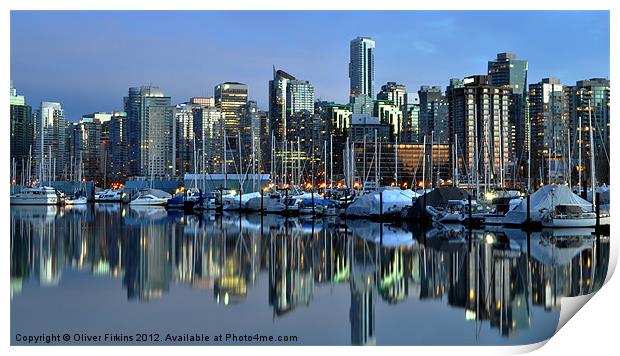 Coal Harbour at Sunset Print by Oliver Firkins