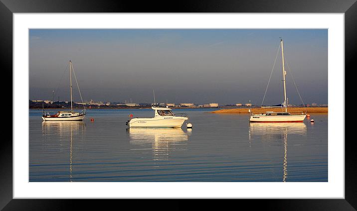 Calm Boats Framed Mounted Print by Louise Godwin