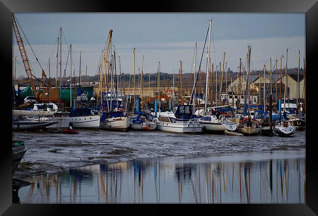 essex quayside on the blackwater Framed Print by linda cook