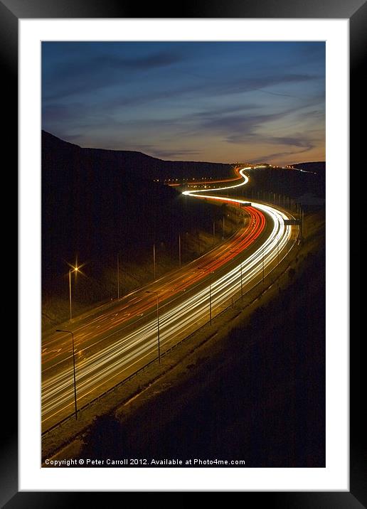 Motorway Light Trails Framed Mounted Print by Peter Carroll