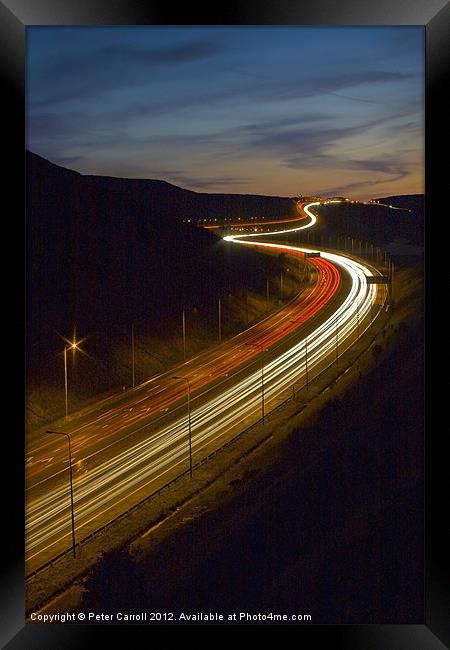 Motorway Light Trails Framed Print by Peter Carroll