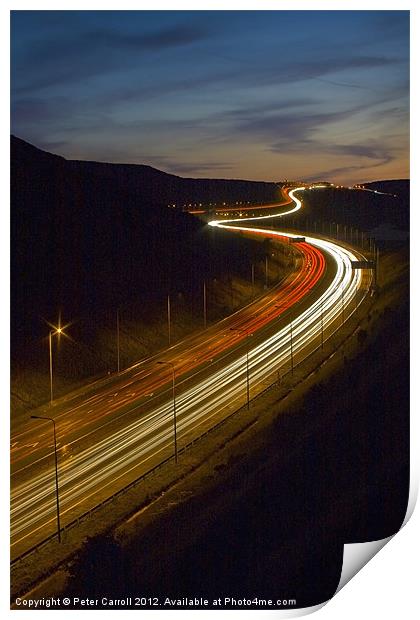 Motorway Light Trails Print by Peter Carroll