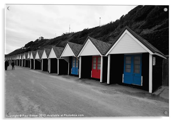 Beach Huts with a bit of colour Acrylic by Paul Brewer