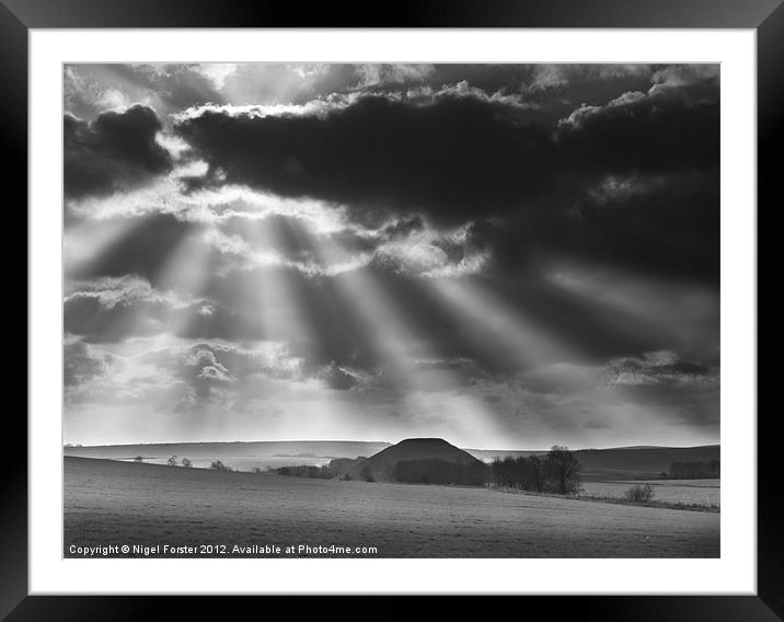 Silbury Hill sunburst Framed Mounted Print by Creative Photography Wales