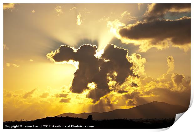 Sunburst Over Lanzarote Print by James Lavott