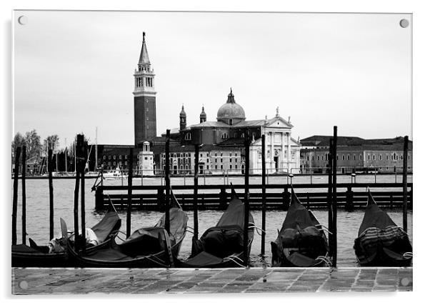 Gondolas and San Giorgio Maggiore, Venice Acrylic by Linda More