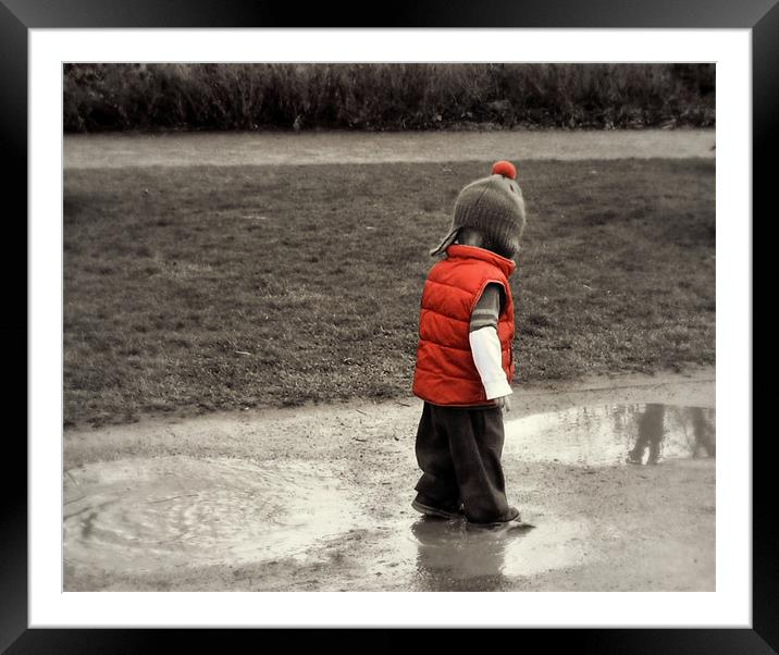 splashing in the puddles Framed Mounted Print by Heather Newton