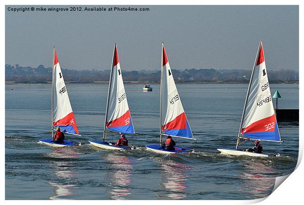 Four lazers dinghy's Print by mike wingrove