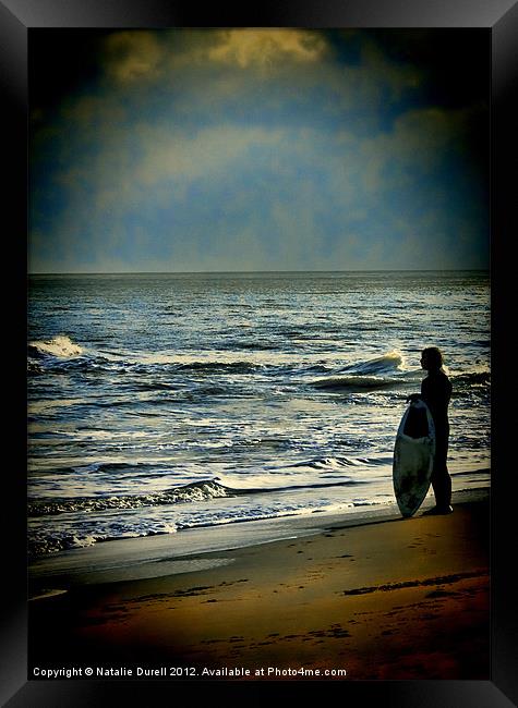 Waiting For The Wave Framed Print by Natalie Durell